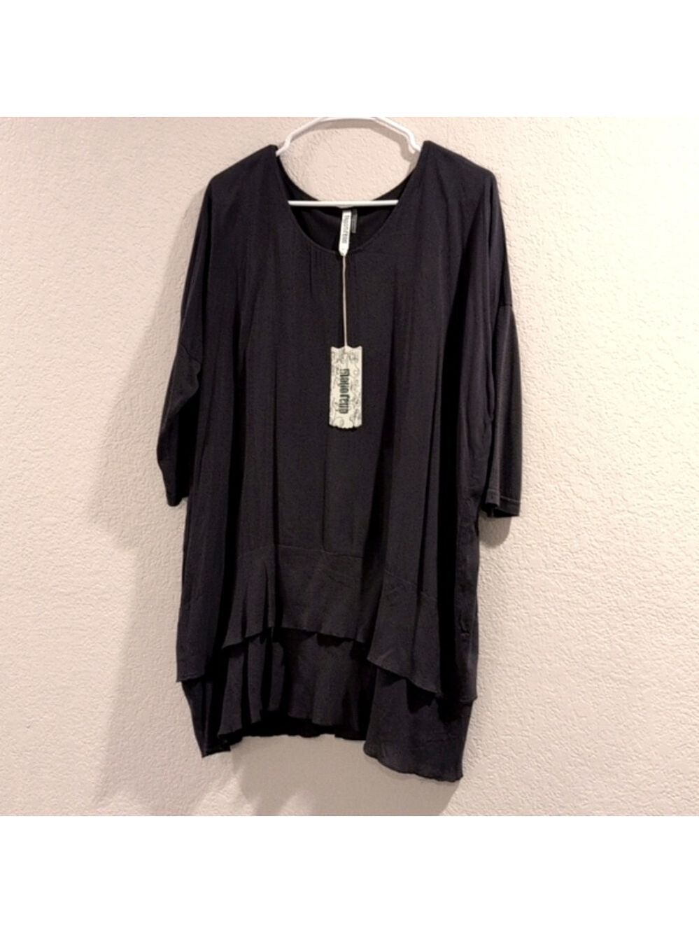 MonoReno Top Tunic,Drop shoulder sleeves , Oversized Size L ,Charcoal,NWT